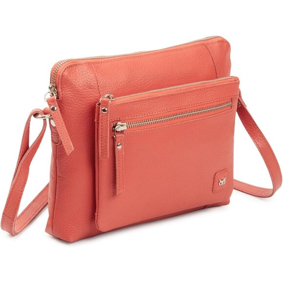 Women Coral Imported Leather Polyester Crossbody Sling Shoulder Crossover Bag - Picture 1 of 6